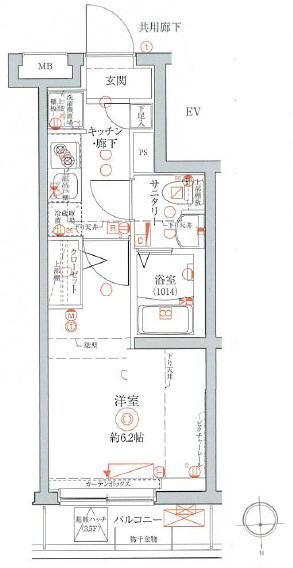 クレヴィスタ北千住(1K/5階)の間取り写真