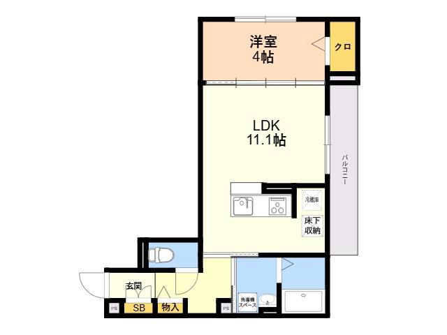 D-RESIDENCE諸岡(1LDK/1階)の間取り写真