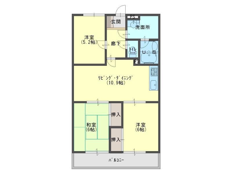 ニューフォーブル宮町(3LDK/1階)の間取り写真