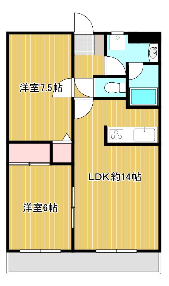 ハイムやすらぎ(2LDK/2階)の間取り写真
