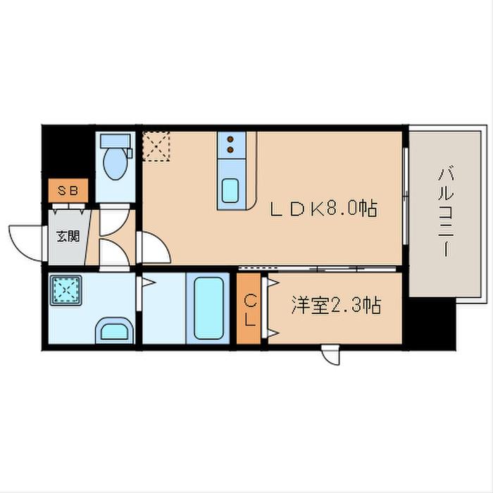アスシード大手門(1LDK/13階)の間取り写真