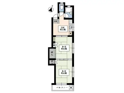 メゾンウシキ(2DK/1階)の間取り写真