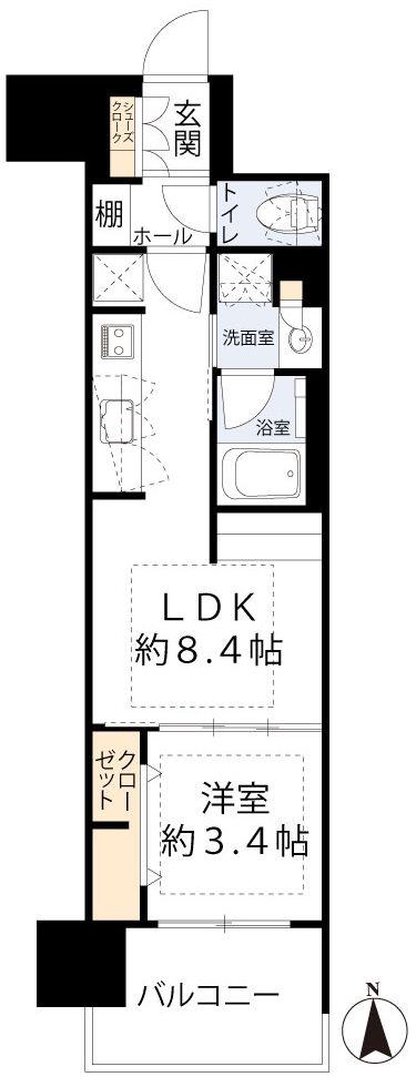 アーバネックス本町II(1LDK/10階)の間取り写真