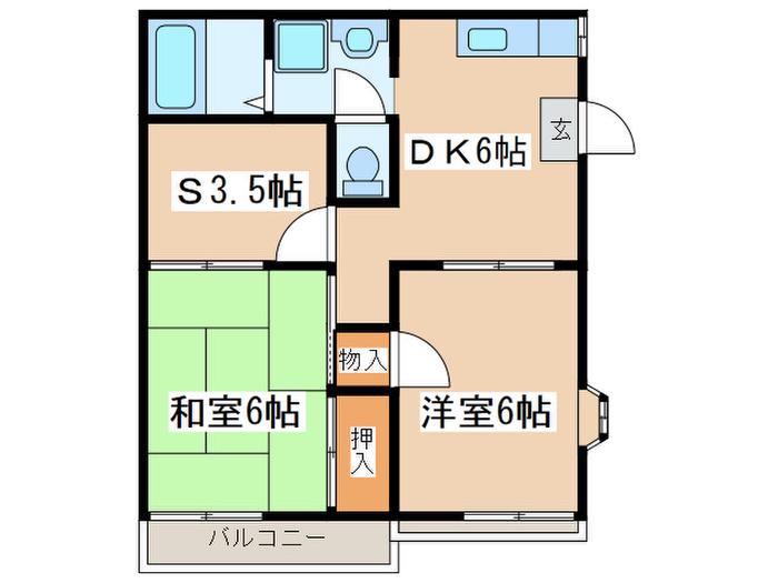 サンデリカ(2SDK/2階)の間取り写真