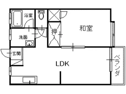 ビバークハイツV(1LDK/1階)の間取り写真