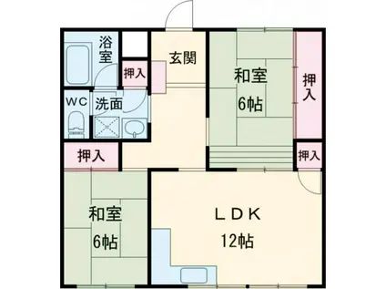 三ツ矢クレッシェンド北方(2LDK/4階)の間取り写真