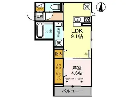 D-ROOM草加市氷川町(1LDK/3階)の間取り写真