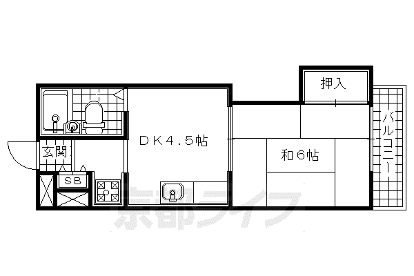 ハイツ奥田(1DK/1階)の間取り写真