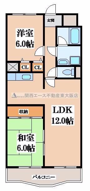 フローリッシュ北田(2LDK/5階)の間取り写真