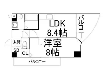 カスタリア新梅田(1LDK/9階)の間取り写真