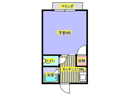 エルカーサ森脇(1K/2階)の間取り写真