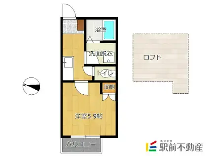 コーポ倉重(1K/2階)の間取り写真