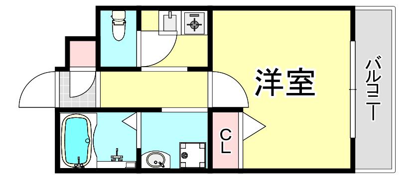ラムール六甲山ノ手(1K/1階)の間取り写真