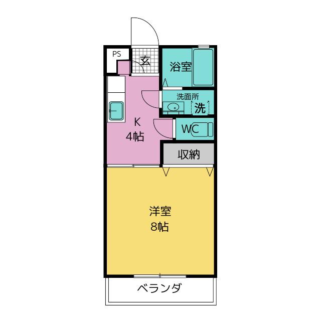 シェモア浜崎B(1K/2階)の間取り写真