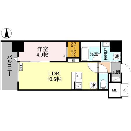 ストーリア茨木(1LDK/7階)の間取り写真