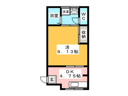 巾クレスト(1DK/1階)の間取り写真