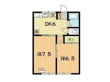 コーポラスナカガワ(2DK/2階)の間取り写真