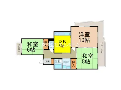 サンホワイト植田(3DK/2階)の間取り写真