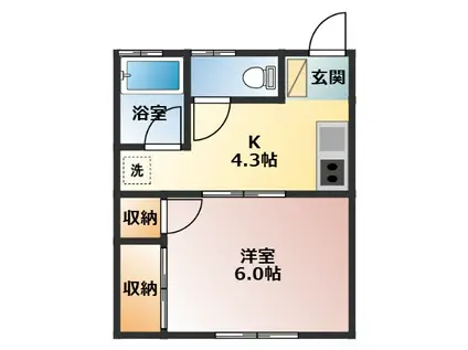 細貝アパート(1K/2階)の間取り写真