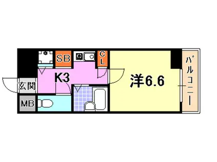 ロイヤルヒル神戸三ノ宮II(1K/6階)の間取り写真