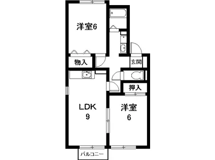 カーサ クワットロ(2LDK/2階)の間取り写真