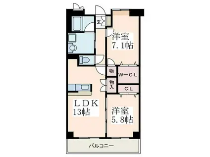 プレシオス藤が丘(2LDK/1階)の間取り写真