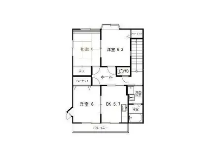 ハイステージププレII(3DK/2階)の間取り写真