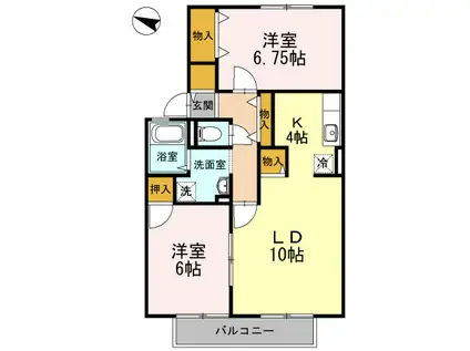 エセルディハイツB棟(2LDK/1階)の間取り写真