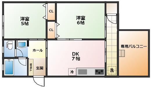 ときわビューハイツ(2DK/1階)の間取り写真