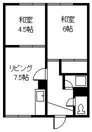 翠明荘(2DK/1階)の間取り写真