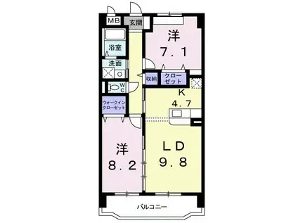 グラシエ(2LDK/3階)の間取り写真