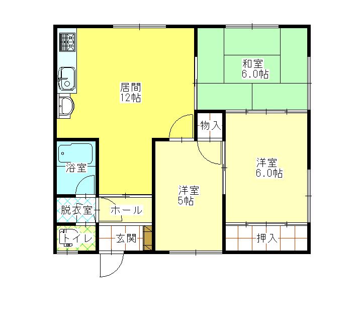 サンリバー(3LDK/1階)の間取り写真