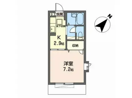 ハイネス山の寺(1K/1階)の間取り写真