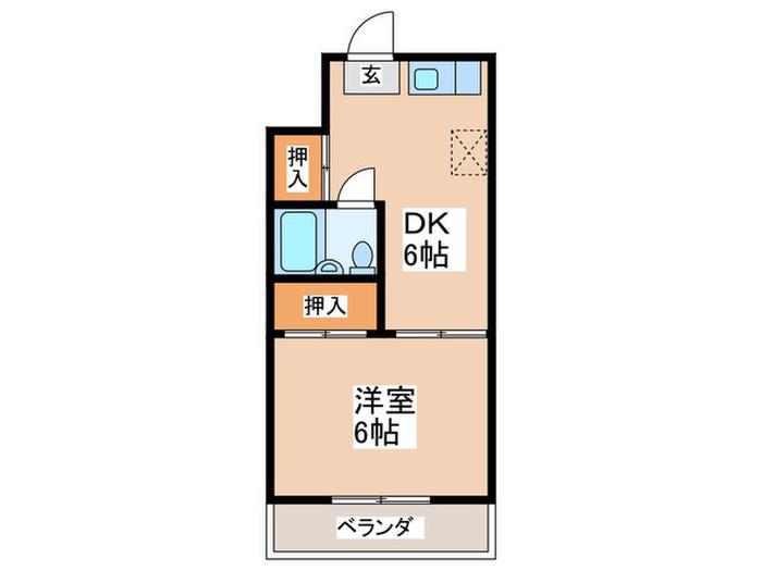 ロイヤルコーポサン(1DK/6階)の間取り写真