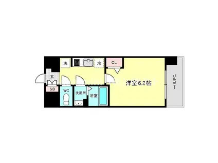 プレサンス難波デヴァンテ(1K/9階)の間取り写真