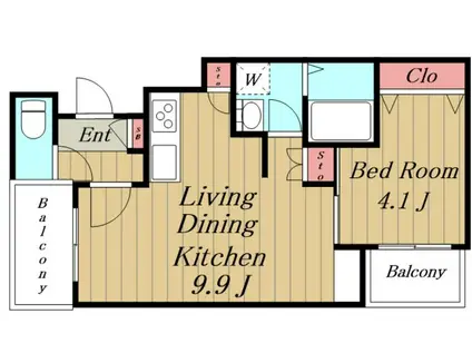 クレールMS(1LDK/4階)の間取り写真