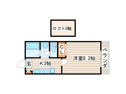 カーサ吉岡南(1K/1階)の間取り写真