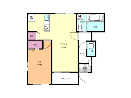 IEDES上仁井田(1LDK/1階)の間取り写真