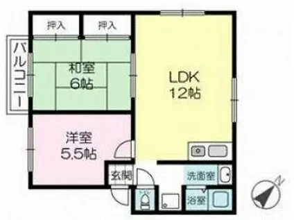 ハイツサンフジ(2LDK/1階)の間取り写真