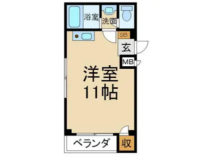 松屋町ハイツ(ワンルーム/4階)の間取り写真