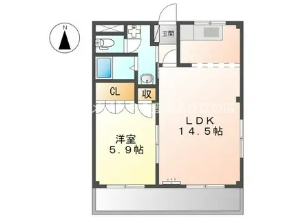 ホワイトハウス草間(1LDK/1階)の間取り写真