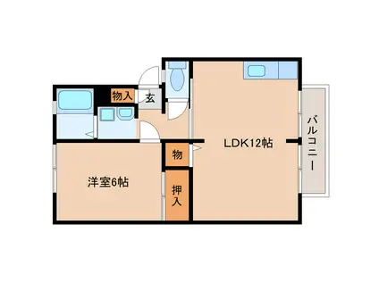 ウインディア瀧川B(1LDK/2階)の間取り写真