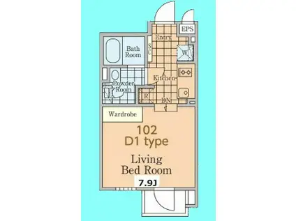 ALERO OOKAYAMA TERRACE(1K/1階)の間取り写真