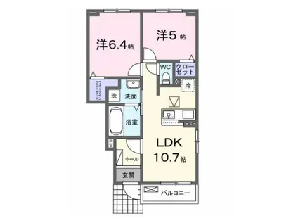 グレイスフルT(2LDK/1階)の間取り写真