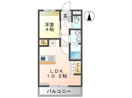 ローズガーデン(1LDK/3階)の間取り写真