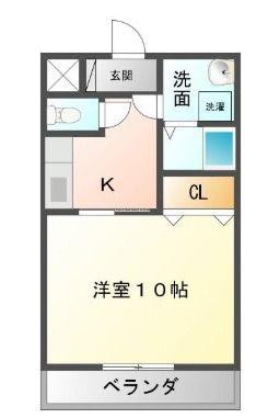 スズカ沖野上(1K/2階)の間取り写真