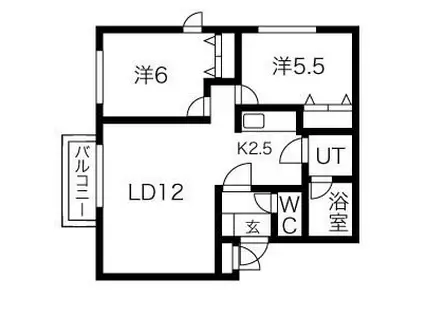 クレセント(2LDK/3階)の間取り写真