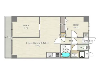 センチュリー鹿沼(2LDK/4階)の間取り写真