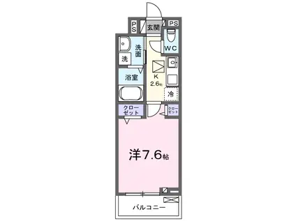 パラジソ大町(1K/1階)の間取り写真