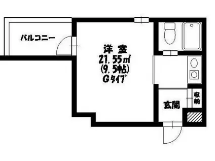 アルファ清心町II(1K/3階)の間取り写真